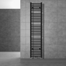 LuxeBath Radiatore Sahara 300 x 1800 mm Calorifero in Acciaio Nero Dritto Connessione Centrale Termosifone Scaldasalviette Riscaldamento per Bagno