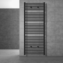 Luxebath - Radiatore da Bagno Sahara 750x1800 mm Nero Opaco Termosifone Curvo Connessione Laterale Scaldasalviette Calorifero con Set di Montaggio