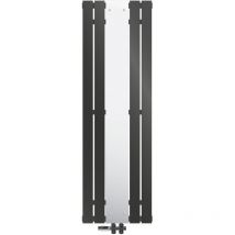 Luxebath - Radiatore Piatto con Specchio 1600x450 mm Antracite Termoarredo per Bagno Attacco Centrale Monostrato Verticale a Pannello Set di Attacchi