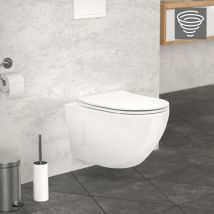 Luxebath - Toilette Suspendu sans Rebord, Blanc, avec Siège wc Amovible en Duroplast, Softclose Abaissement Automatique, Chasse d'eau
