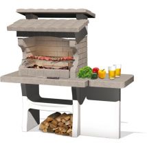 Barbecue a legna o carbonella in pietra modello luxor, 159x72x161,5 cm Sarom fuoco