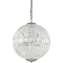 Ideal Lux - Luxor - Lámpara colgante de techo mediana de 8 luces, cromada con cristales, G9