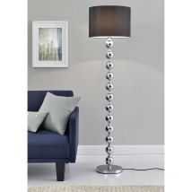 Lampada da Terra Alta 155 cm Lampada a Stelo con Sfere Decorative Piantana con Paralume Cilindrico in Tessuto Nero Lux.pro