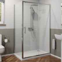 1000 x 700mm Sliding Shower Door & Side Panel Enclosure 6mm Glass Screen Framed