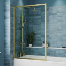 Luxura - Square Framed Bath Shower Screen 800mm - Brushed Brass 6mm