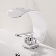 Sjqka - Luxuriöser Waschbecken-Wasserhahn aus Kupfer, Doppelsteuerung für Heiß und Kalt, Wasserfallfluss, einfache Installation – komplettes Zubehör