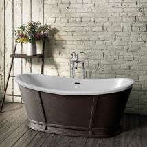 Luxury 1750x800 Metal Freestanding Bathtub with Traditional Chrome Brass Mixer Tap Set