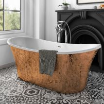 Luxury 1805x785 Copper Freestanding Bathtub with Traditional Chrome Brass Mixer Tap Set