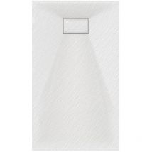 Gravity Bathrooms - Luxury 800 x 1000mm Low Profile Textured Shower Tray and Waste - White