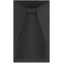 Gravity Bathrooms - Luxury 800 x 1400mm Low Profile Textured Shower Tray and Waste - Black