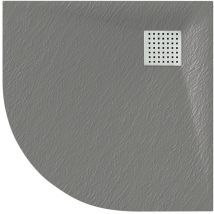 Gravity Bathrooms - Luxury 900 x 900mm Low Profile Textured Quadrant Shower Tray and Waste - Quad Grey