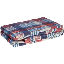 Luxury Home Linens Set Copripiumino Angus e 2 federe per Letto Matrimoniale in Flanella, Motivo a Quadri, Rosso/Bianco/Blu Marino.