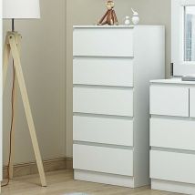 Carlton 5 Drawer Chest Cabinet in Matt White