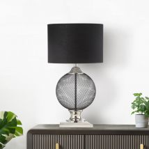 Vanity Living - Luxury Table Lamp for Living Room, Bedside Buffet Lamp with Metal Base & Linen Shade