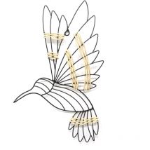 Art For The Home - Luxus Metal Art Wanddeko Hummingbird Schwarz 36x26cm