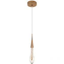 Comely - Luz colgante led, lámpara de araña de cristal con forma de gota de agua creativa, luz de techo led de cristal dorado moderno para