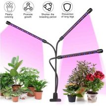 Seenlin - Lámpara de cultivo de 3 cabezales con brazo ajustable, 60 bombillas led, luces para cultivo de plantas con encendido y apagado automático,