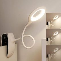 Lampada da lettura con clip per libri Lampada da lettura con morsetto ricaricabile per letto, lampada da tavolo con clip a collo di cigno flessibile