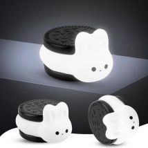Kcvv - Luz de noche infantil con forma de conejito de galletas Oreo, de silicona, lámpara de noche led para bebés, ideal como juguete decorativo,