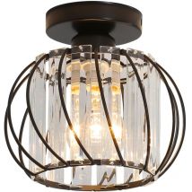 Plafón de Cristal Moderno led E27, Mini Lámpara de Cristal para Cocina Comedor Habitación Pasillo Entrada (negro) - Goeco