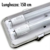 Trade Shop Traesio - Trade Shop - Plafoniera Stagna Completa Di 2 Tubo Neon a Led 150cm Per Soffitto Parete Ip65 -