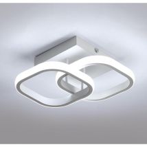 Plafón led Moderno, Luminaria de Techo Cuadrada de Acrílico Diámetro 19 cm para Dormitorio, Sala de Estar, Cocina, Pasillo - 22W - Blanco - Luz