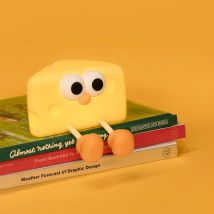 Luz nocturna 3D para dormitorio de adultos, regulable, bonita lámpara de noche decorativa con forma de queso, lámpara de mesa - Amarilla