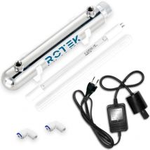 Rosmmel - 1 gpm 12W Esterilizador ultravioleta uv desinfección agua de acero inoxidable 304 rotek