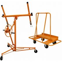 Monster Shop - Lève Plaques Lève Panneaux de Platre Placoplâtre 3.5M 68kg Construction Pose à sec Aide Montage & Chariot pour Planches, Plaques de