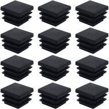 Galozzoit - 40 tapones cuadrados de plástico de 20 mm x 20 mm, color negro, para insertar en el extremo de un tubo cuadrado, para patas de muebles,