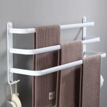 Wandmontierter Handtuchhalter Aus Aluminium – 3 Ebenen – Mit Haken – 60 Cm – Wasserfest – Weiß – Für Bad, Küche Und Dusche