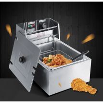 Lycxames - Elektrische Fritteuse, 6 l, Edelstahl, mit Korb, für den gewerblichen und privaten Gebrauch, 220 – 240 v, EU-Stecker