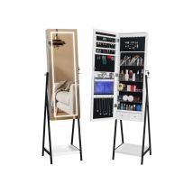 Yidomde - lycxames Gabinete de joyería independiente, gabinete de almacenamiento de cosméticos con luz led ajustable de 3 colores, organizador de
