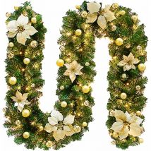 Yidomde - lycxames Guirnalda navideña, corona navideña de 9 pies con 50 led para chimenea, escaleras, ventana, árbol de Navidad, fiesta de Navidad,