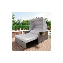 Polyrattan Gartenmöbel für 2 Personen, Gartensofa, Loungesofa, Khaki - Lycxames