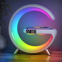 Lámpara de ambiente inteligente, lámpara con base de carga, altavoz Bluetooth, cargador inalámbrico, luz nocturna led, lámpara de noche, amanecer,