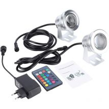 LYCXAMES RGB-Unterwasserbrunnenlampe, wasserdicht, Edelstahlgehäuse, 90 265 V, für Park- und Schwimmbaddekoration (EU-Stecker)