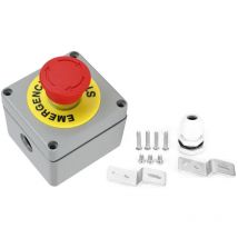 Lycxames - Rotes Schild Not-Aus-Drucktastenschalter Versiegelter Momentan-Drucktastenstations-Stoppschalterkasten Aluminium Ip66 i(80 75 60)