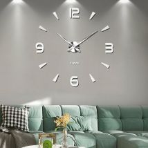 Galozzoit - lycxames - Reloj de pared xxl sin marco 3D diy con pegatinas de espejo silencioso, decoración para el hogar, la oficina y la escuela (2