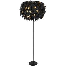 Leavy Lampadaire Base Métal Noir Avec Feuilles Lavables Noir Et Or H. 180cm