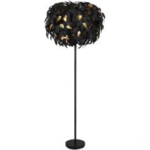 Leavy Lampadaire Base Métal Noir Avec Feuilles Lavables Noir Et Or h. 180Cm