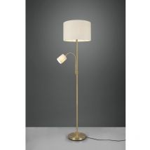 Lámpara de pie Hotel Pantalla de tela de latón Punto crema Lectura Trio Iluminación