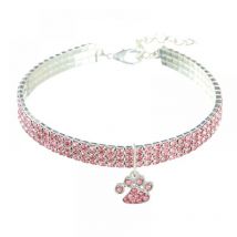 M rose clair Collier pour animal de compagnie avec diamants, réglable en cristal, pendentif en forme de cœur élastique pour chat et chien