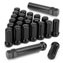 M14x1.5 Lug Nuts 24 Pieces 14mmx1.5 7 Spline Drive Awl Acorn Cone Lug Nuts 2inch Long Black With 2