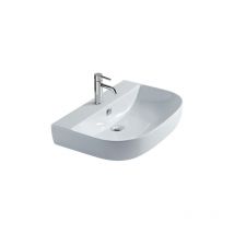 Lavabo M2 sospeso/su colonna cm. 70x48 semicircolare in ceramica