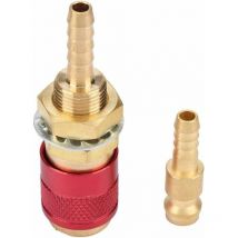 M6 Connecteur Rapide de Gaz et d'Eau Adaptateur Refroidi à l'Eau et Gaz pour Raccord de Chalumeau Raccord de Torche de Soudeuse(Red)