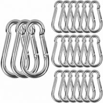 M6 Mousqueton Inox, 20 pcs Mousqueton de Fixation pour Charges Lourdes - Mousqueton en Acier Inoxydable Capacité de Charge de 120 kg/260 lb, 304