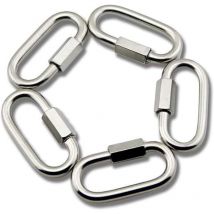 Irisfr - M6 Stainless Steel Quick Release Carabiner Chain Links in D-Shape, 5 Pieces
