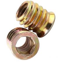M6 x 10mm insert fileté, insert bois, Écrous à Visser, Écrou hexagonal fileté en alliage de zinc, Douille hexagonale à visser(100pcs)
