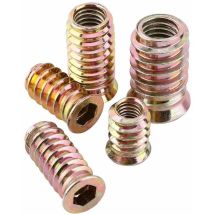 M8 x 25mm insert fileté, insert bois, Écrous à Visser, Écrou hexagonal fileté en alliage de zinc, Douille hexagonale à visser(100pcs)